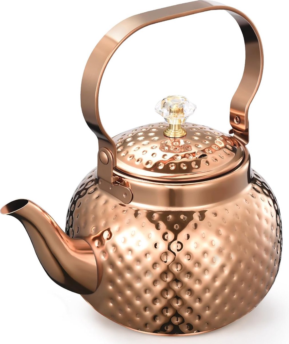1200 ml theepot / koffiepot, roestvrij stalen theepot met zeefinzet - fijne roestvrijstalen infuser om losse bladeren thee te zetten (brons)