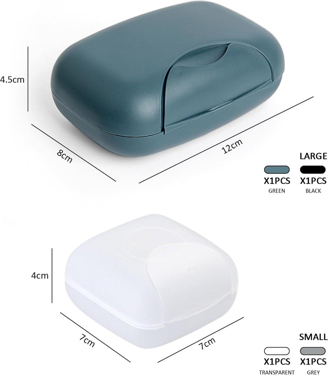 4 stuks zeepbakjes, reiszeephouders, draagbare waterdichte en lekvrije zeepbakjes, badkamer fitness zeephouder doos met deksel, 4 kleuren
