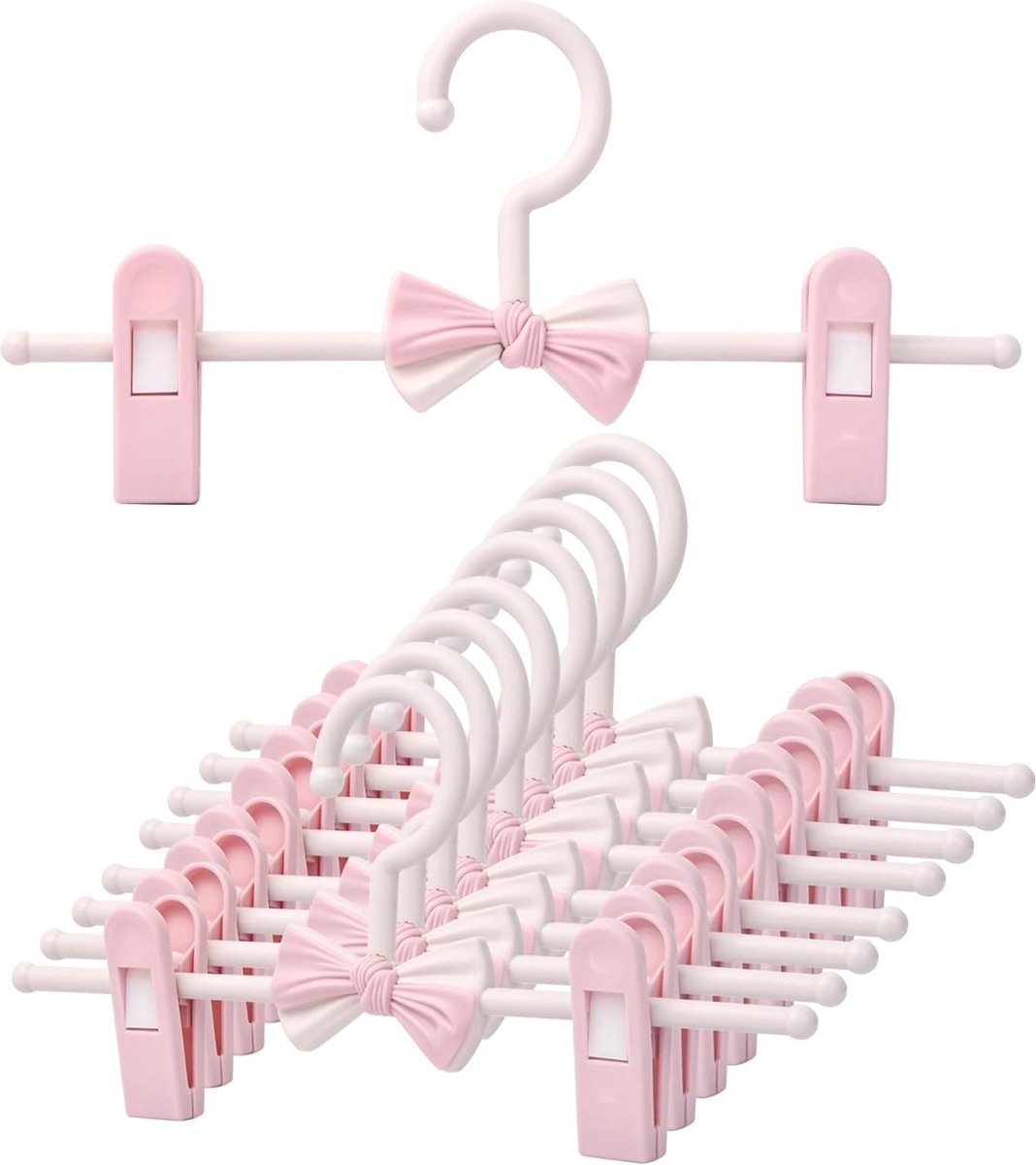 10 stuks kledinghangers voor broeken, broekhangers met verstelbare clips, kinderkledingrek, hanger met verstelbare clips, hangers met antislipclips voor broeken, rokken (A)