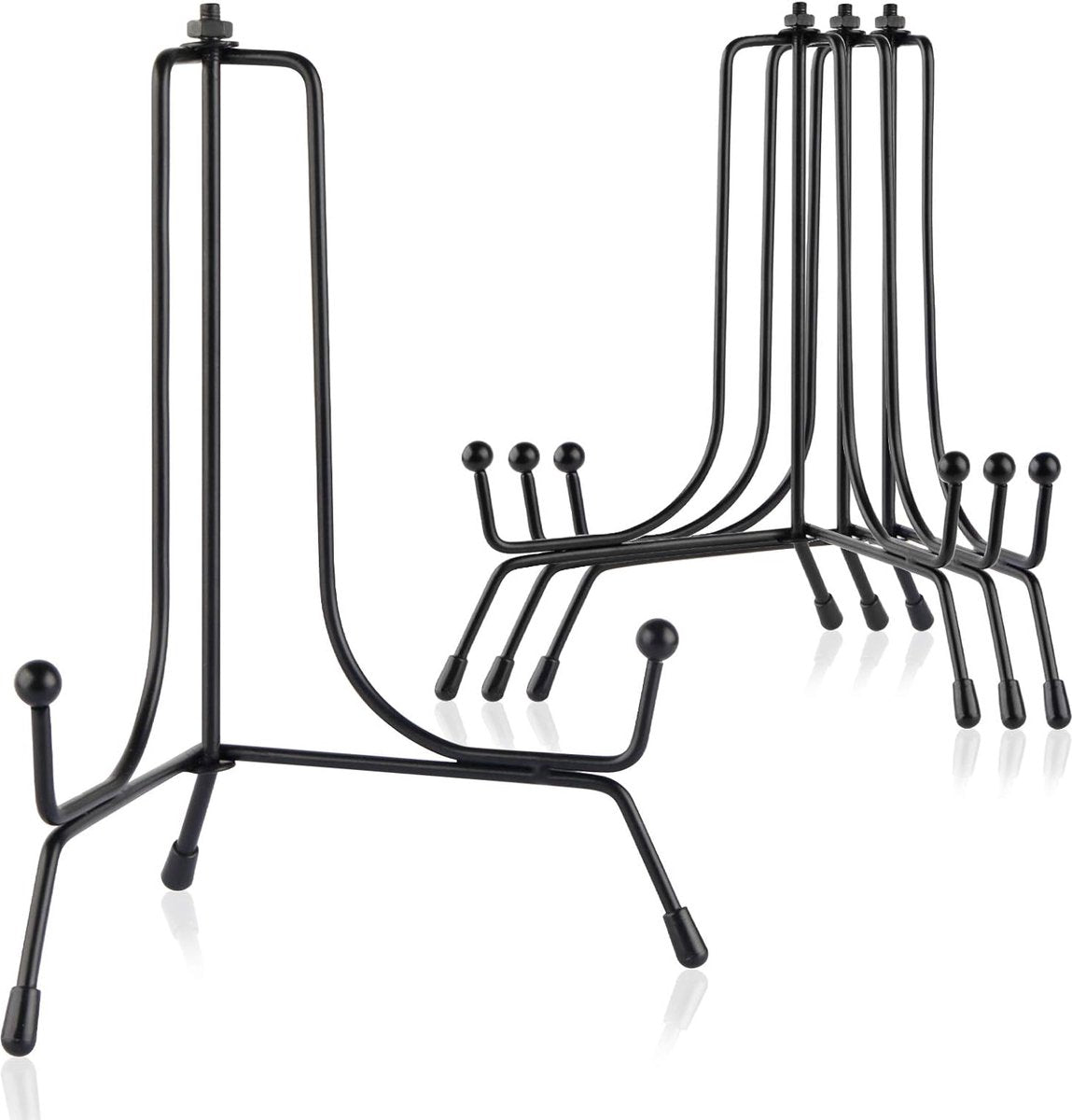 Set van 4 verbeterde antislipbordstandaarden voor display, 6 inch plaathouder displaystandaard, fotolijsthouderstandaard, zwart ijzeren ezelstandaard voor foto, decoratieve plaat, tafelkunst