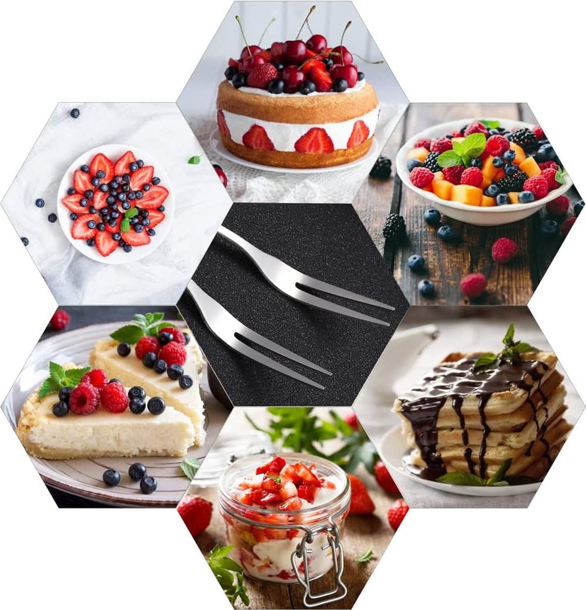 Fruitvork van roestvrij staal, 26 stuks serviesvorken, kleine vork, 130 x 10 mm, dessertminivork, roestvrij staal, voor fruit, groenten, salade, gebak, dessert (zilver)