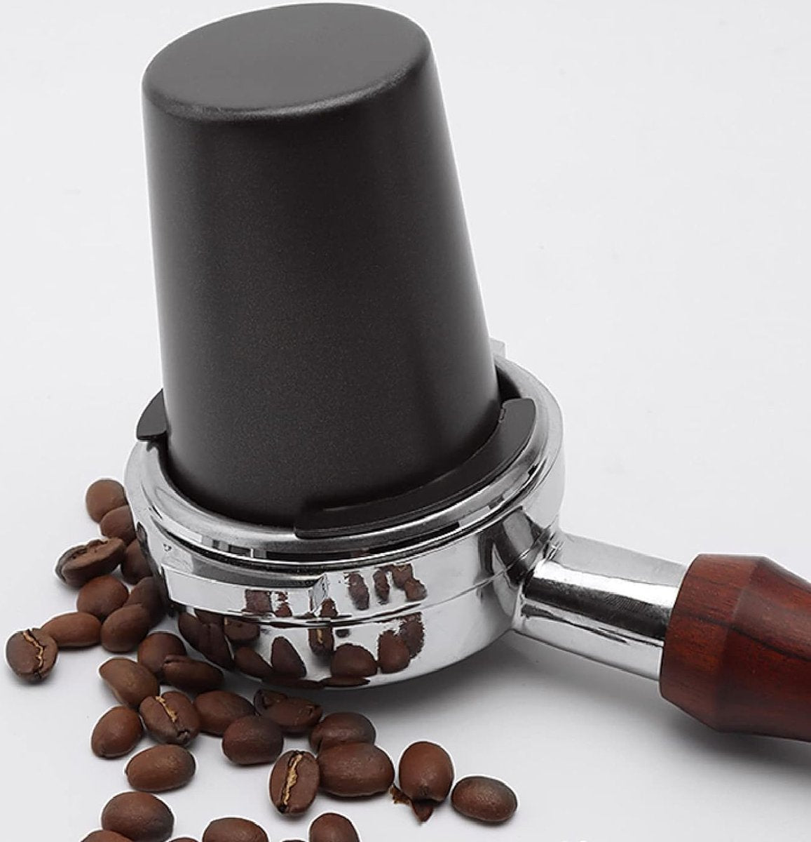 Espresso doseerbekergreep, 58 mm roestvrij staal, koffiemok, zeefdrager, poedertoevoerdeel, espressomachine, koffie, tamper, doe-het-zelfaccessoires, koffiemachine, onderdeel keuken, zwart