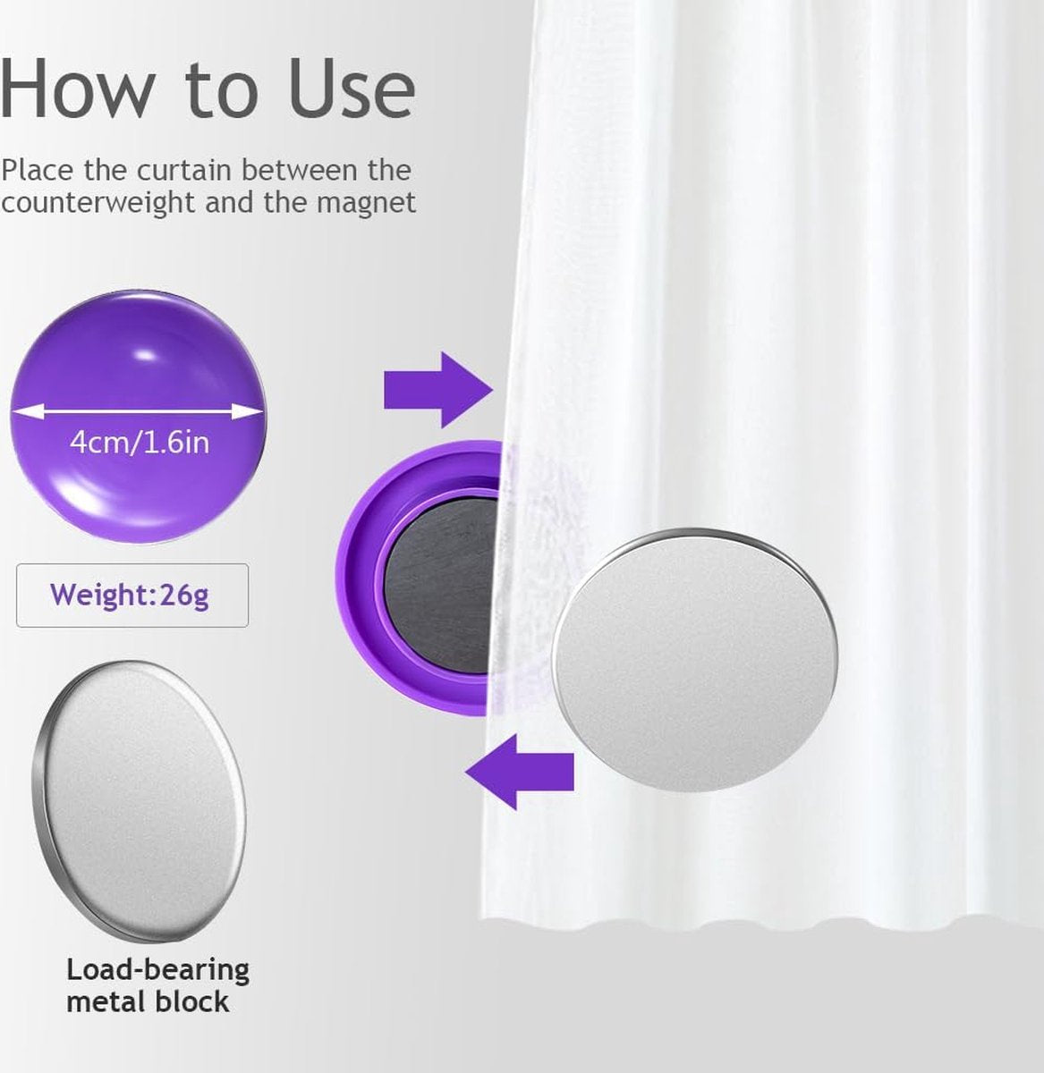 9 paar ronde magnetische gordijnen, gewichten, gordijngewicht, gordijnen, raamgordijn, gewicht gordijnhouders voor douche, raam, gordijn, tafelkleden, waterdicht