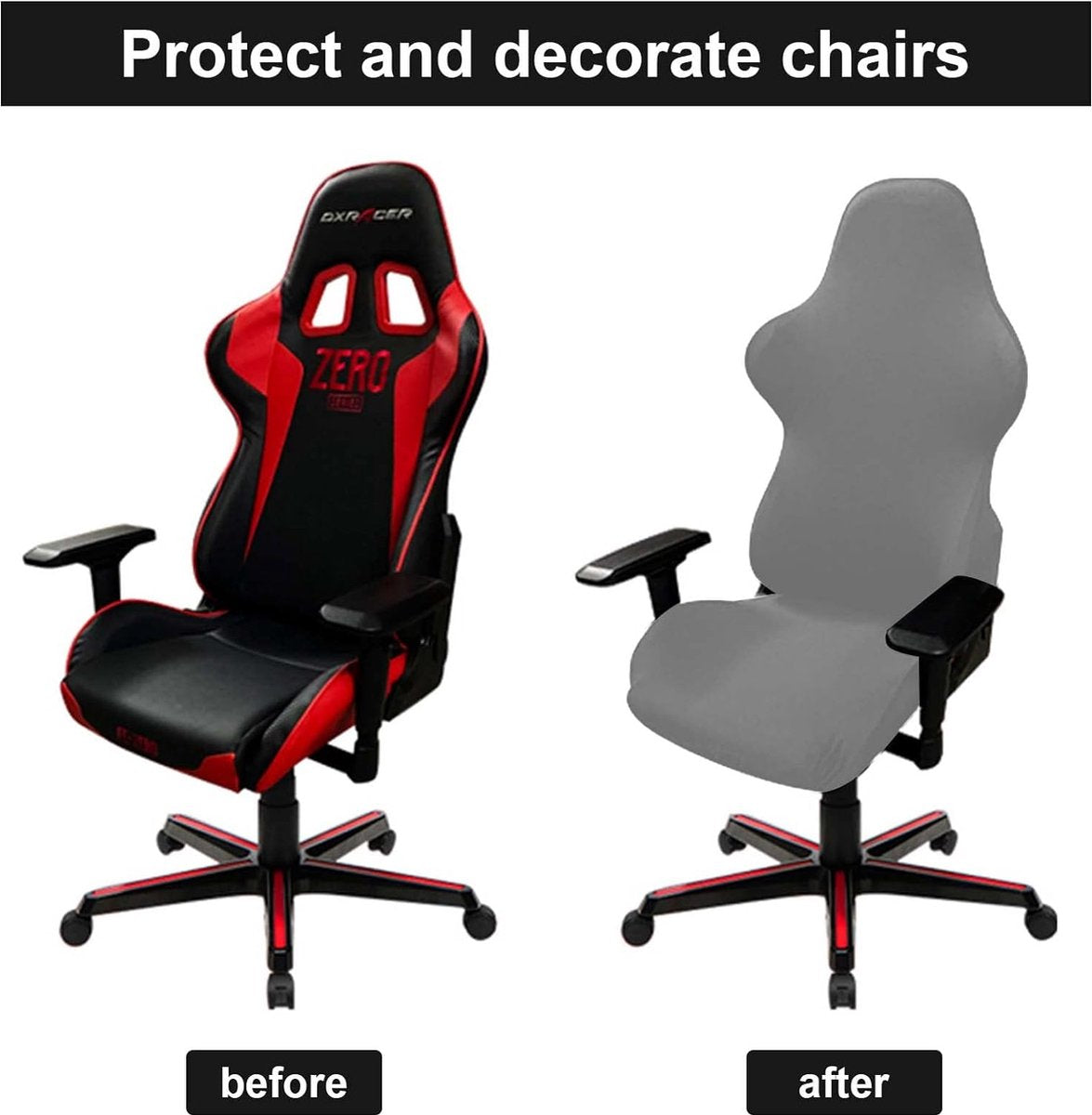 Bureaustoelhoesset, 4-delige gamingstoelhoes, universele bureaustoelhoes, hoezen voor stoelen met armleuningen, stoelachterkant, stoelhoes, bureaustoel voor computerstoelen/pc-stoelhoes