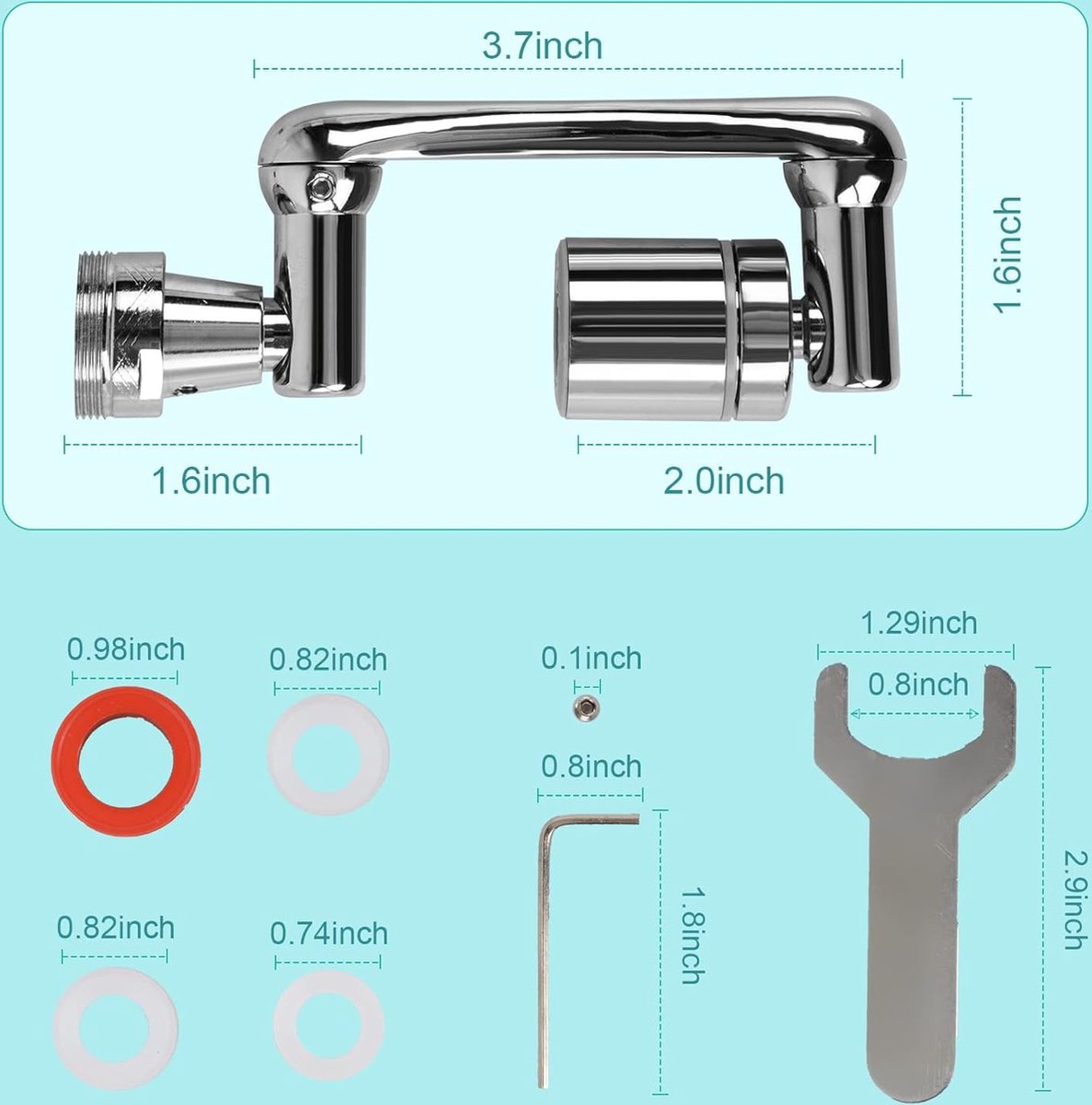 1440° draaibare waterkraan, straalregelaar, badkamerkraan, verlengstuk met waterbesparing, 2 sproeimodi, verlenger, sproeikop voor badkamer, keuken