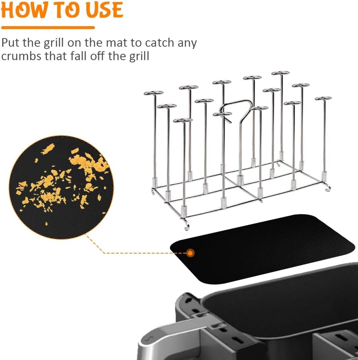 2 x RVS heteluchtfriteuse spiesen grillrooster voor Ninja Foodi AF300EU AF400EU, verticaal spiesrek set - frame, Dual Zone Air Fryer