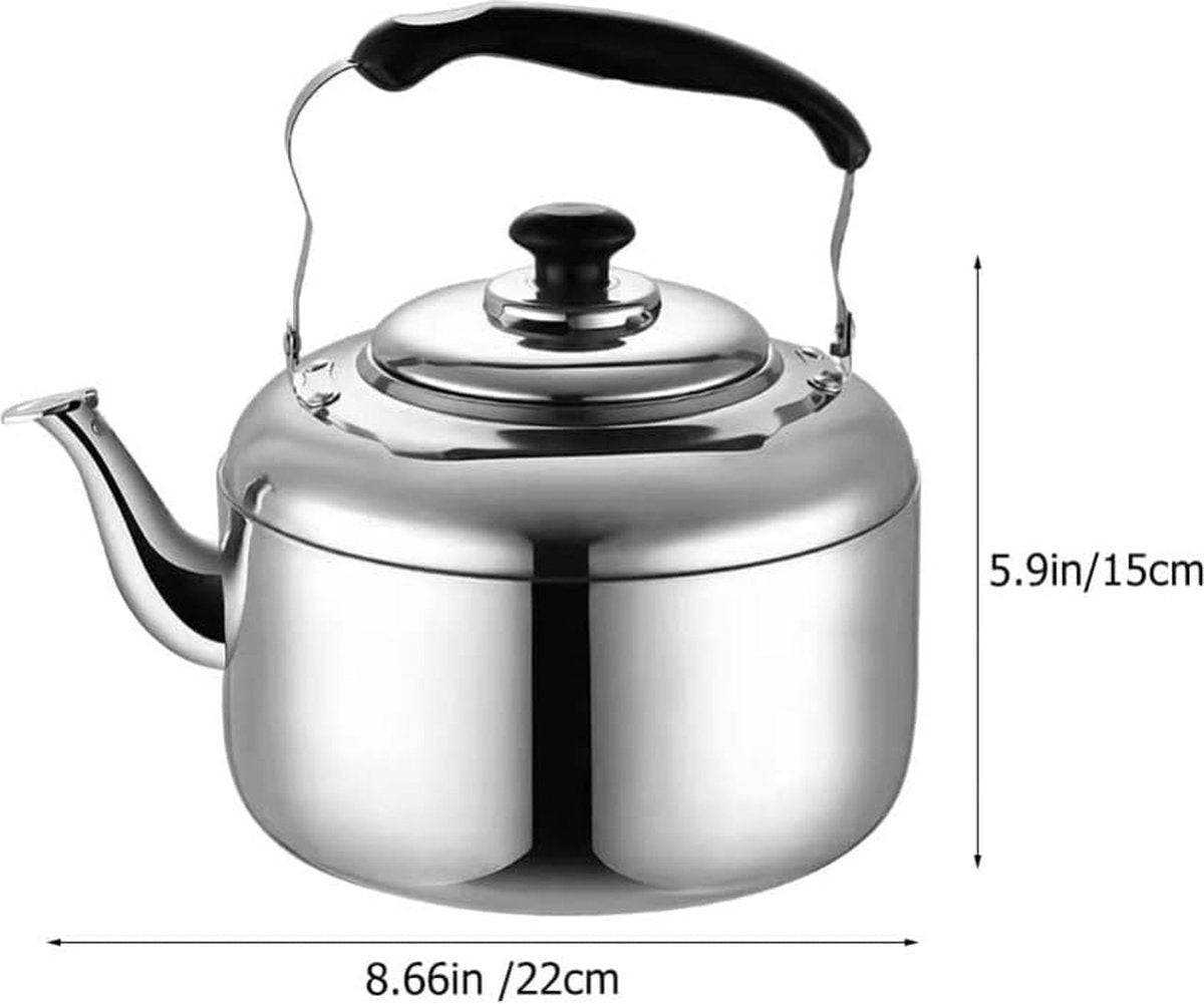 2L roestvrijstalen fluitketel Theeketel Theepot Roestvrijstalen theeketel Geschikt voor inductiekookplaten Keukenuitstapjes Picknick Camping Gasfornuis