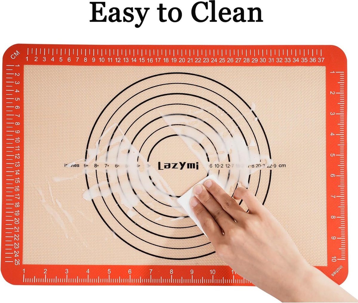 Bakmat siliconen met meting, 3-delige set, anti-aanbaklaag, siliconenmat bakken voor macaron, cake, brood, pizzamat, deegmat, uitrolmat (rood)