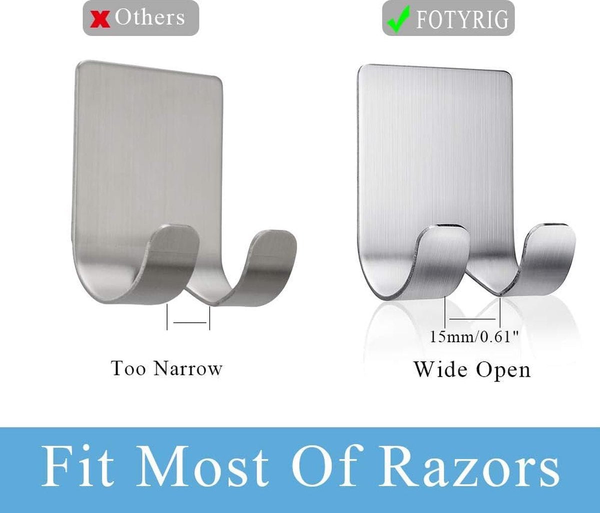 Scheerapparaat houder douche scheerapparaat houder haak zelfklevende haken wandhaken dubbele haak multifunctionele haak roestvrij staal waterdichte badkamer 4 stuks