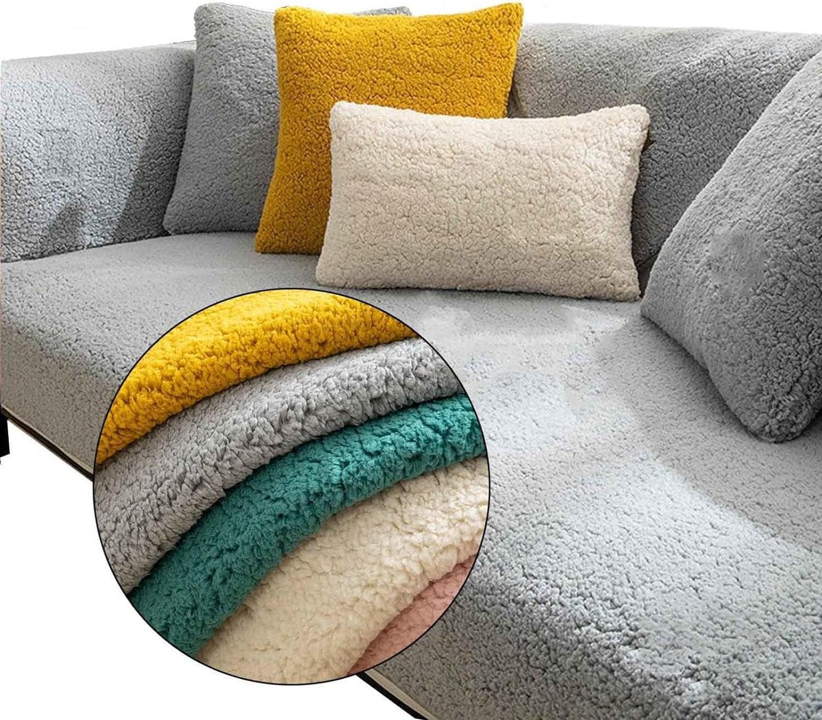 Bankhoes hoekbank waterdichte L-vorm 1/2/3/4-zits, bankbeschermer, bankbeschermer antislip, lichtgrijs 90 x 180 cm