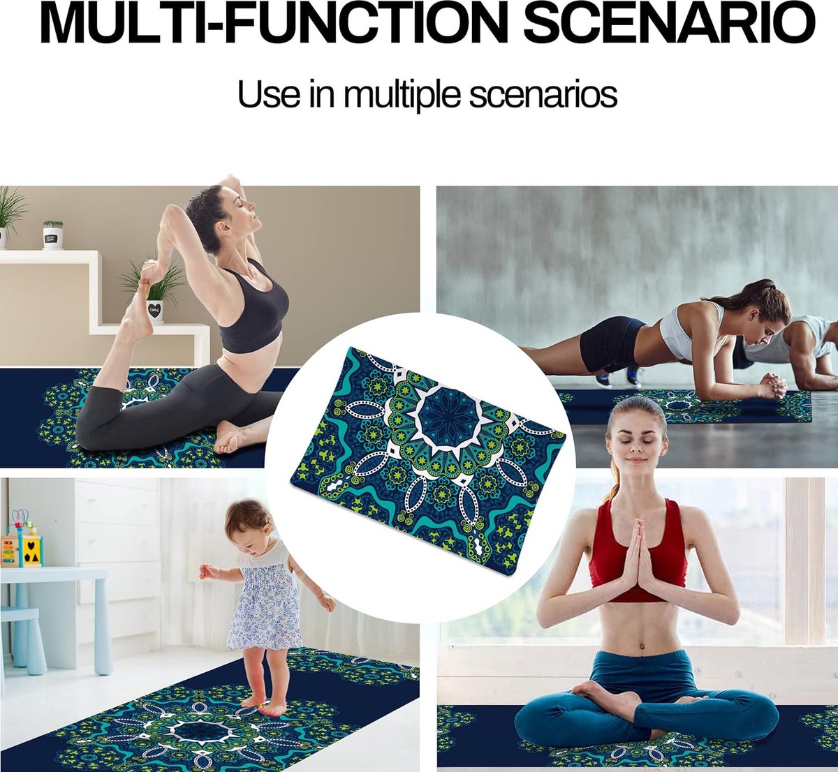 Draagbare reisyogamat, opvouwbare lichtgewicht oefenmat - Ideaal voor yoga, pilates, bikram, stretchen, trainen en sporten (72 x 24 x 1,5 mm)