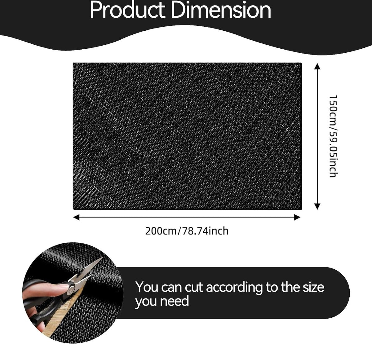 Antislipmat, 150 x 200 cm, tapijt, antisliponderlegger, tapijt, antislip onderlaag, antislip onderlaag, antislip onderlaag, voor plank, lade, auto, tapijt, zwart