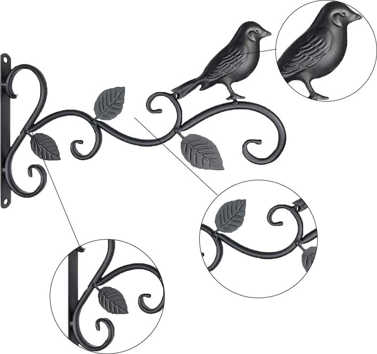 2 stuks bloemenhanghouders, wandophangmandhouders, wandophanging, plantenhouder, ijzeren plantenhanghaken, voor vogelhuisjes, plantenbakken, lantaarns, met 4 schroeven, 4 expansiebuizen