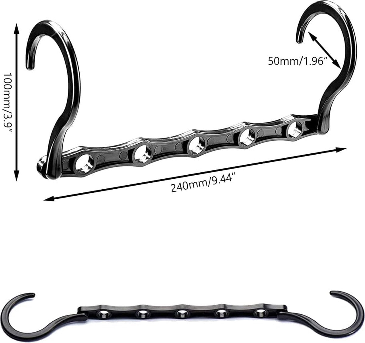 4 stuks 5-in-1 kleerhangers, ruimtebesparend, draaibare magische kleerhangers, kunststof, multifunctionele zwarte magische kleerhangers, voor kledingkast