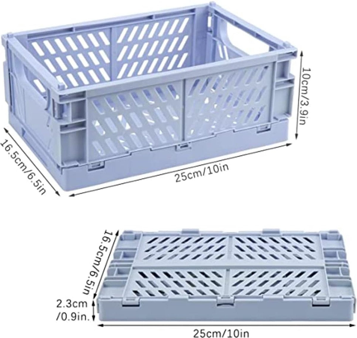 2 stuks klapkisten, opbergmand, kunststof manden, klapmand, plastic, stabiel, mini-manden, kunststof vouwdoos, klapmand voor keuken, slaapkamer, kantoor