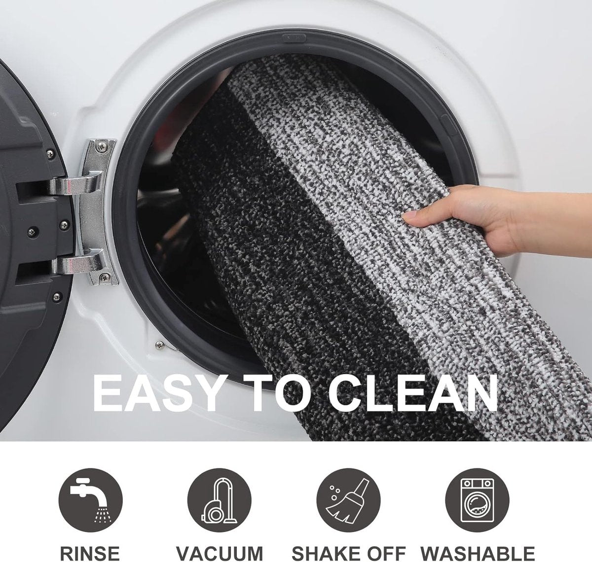 Indoor Dirt Trapper Mat, Antislip Deurmat, Machinewasbaar, Robuuste Deurmat, Absorberende Deurmat voor Honden, Ingang, Voordeur (60 x 90 cm, Zwart)