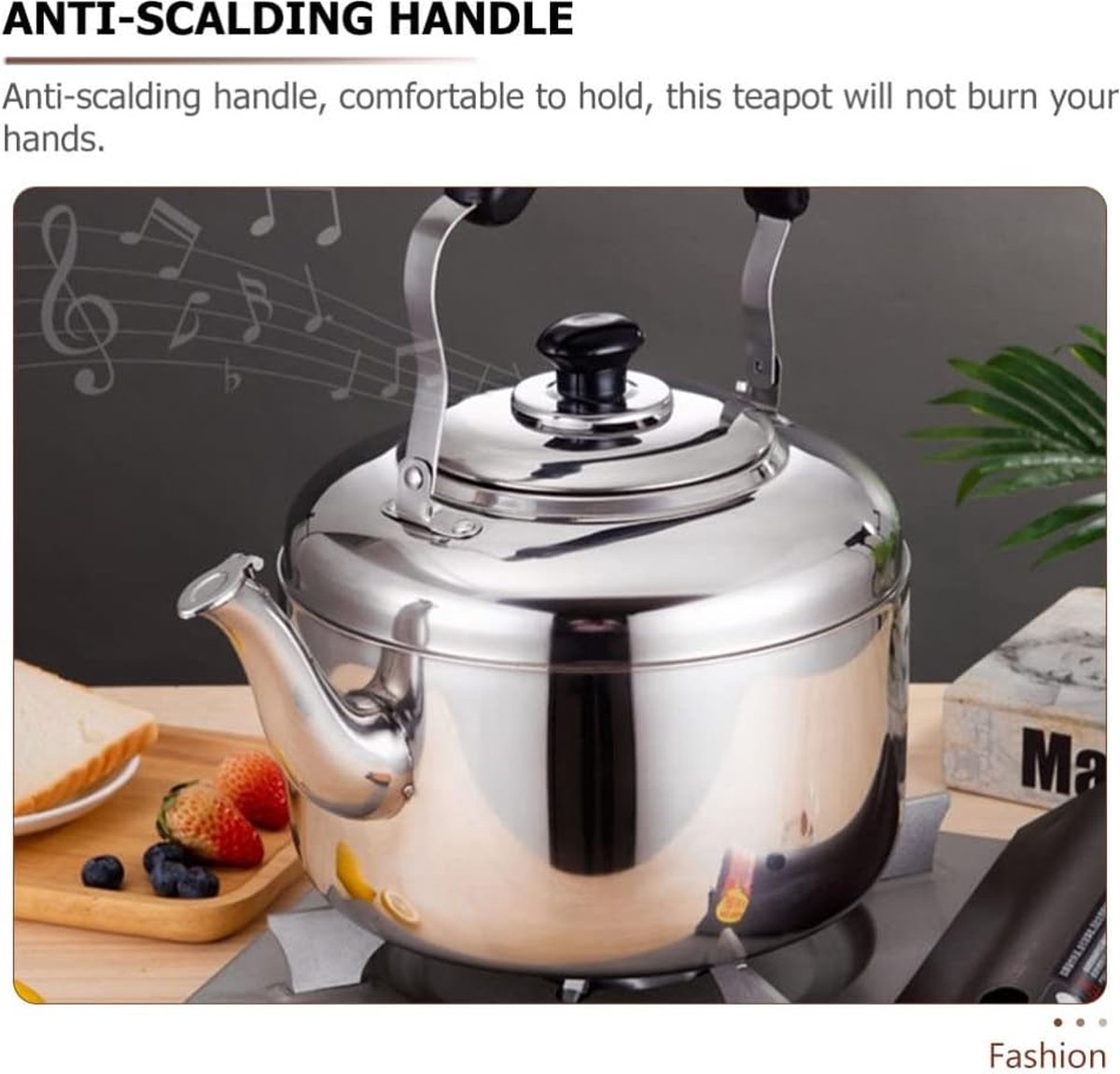 2L roestvrijstalen fluitketel Theeketel Theepot Roestvrijstalen theeketel Geschikt voor inductiekookplaten Keukenuitstapjes Picknick Camping Gasfornuis