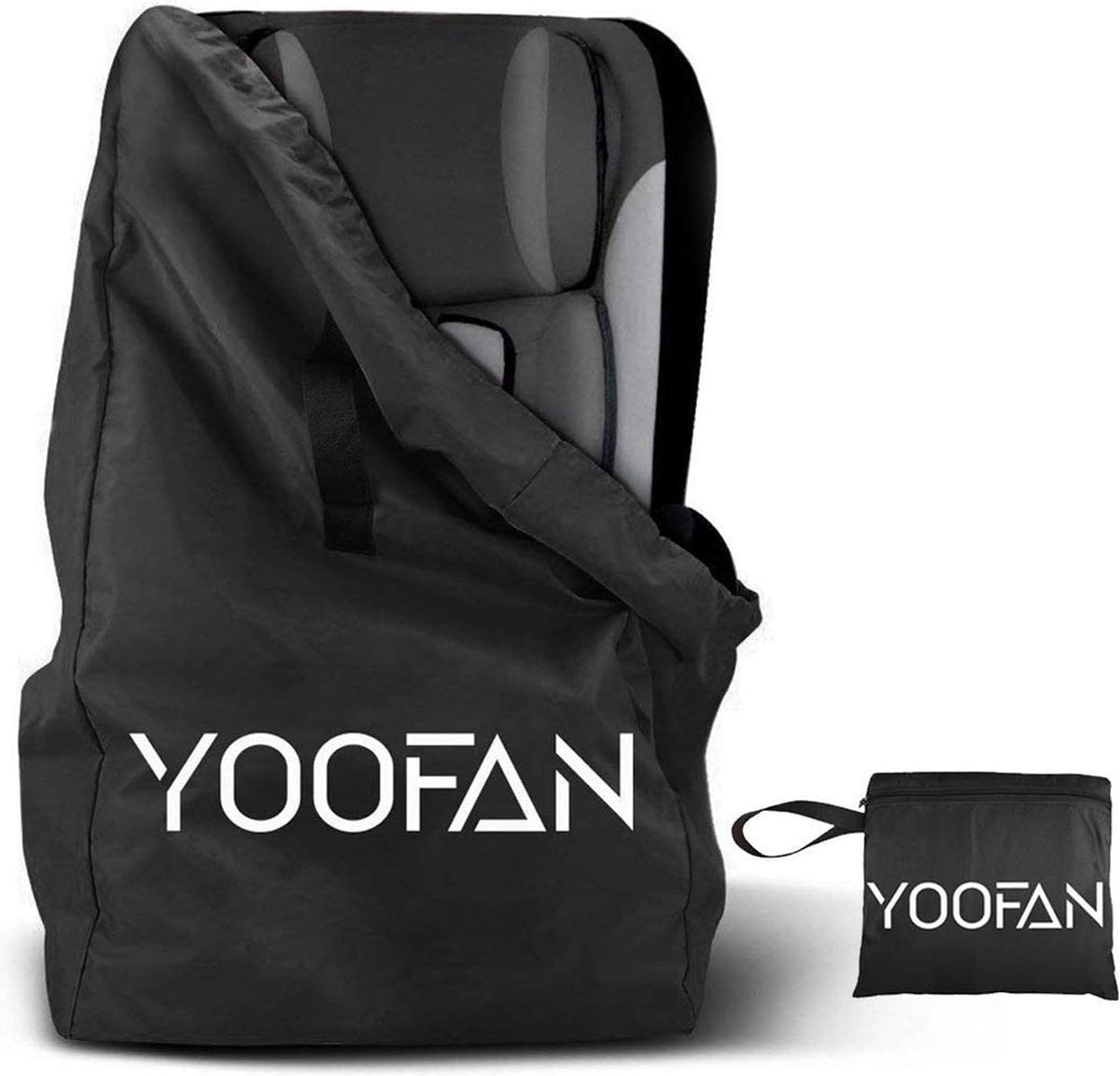 Gate Check Reistas met rugzak, schouderriem voor kinderwagen, autokinderzitjes, rolstoelen, waterafstotend, goed voor vliegtuig en opslag (zwart)