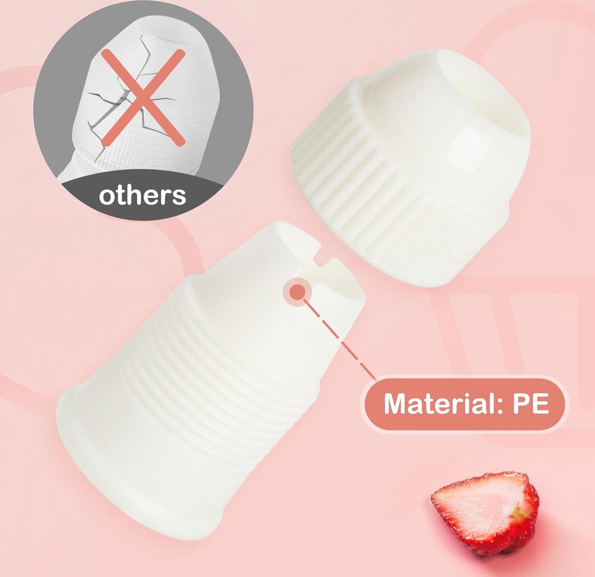 40 cm herbruikbare spuitzak met 7 spuitmonden en een verdikte adapter, 18/8 roestvrij verschillende spuitmonden voor decoraties op taarten, cakes