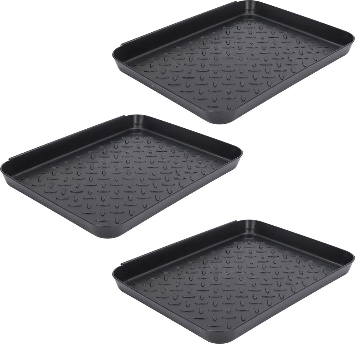 3 stuks schoenenafdruiprek, 35 x 27,5 x 3 cm, rubberen laarzenrek voor de entree, schoenafdruipbak, groot, voor schoenen, huisdieren, binnen en buiten