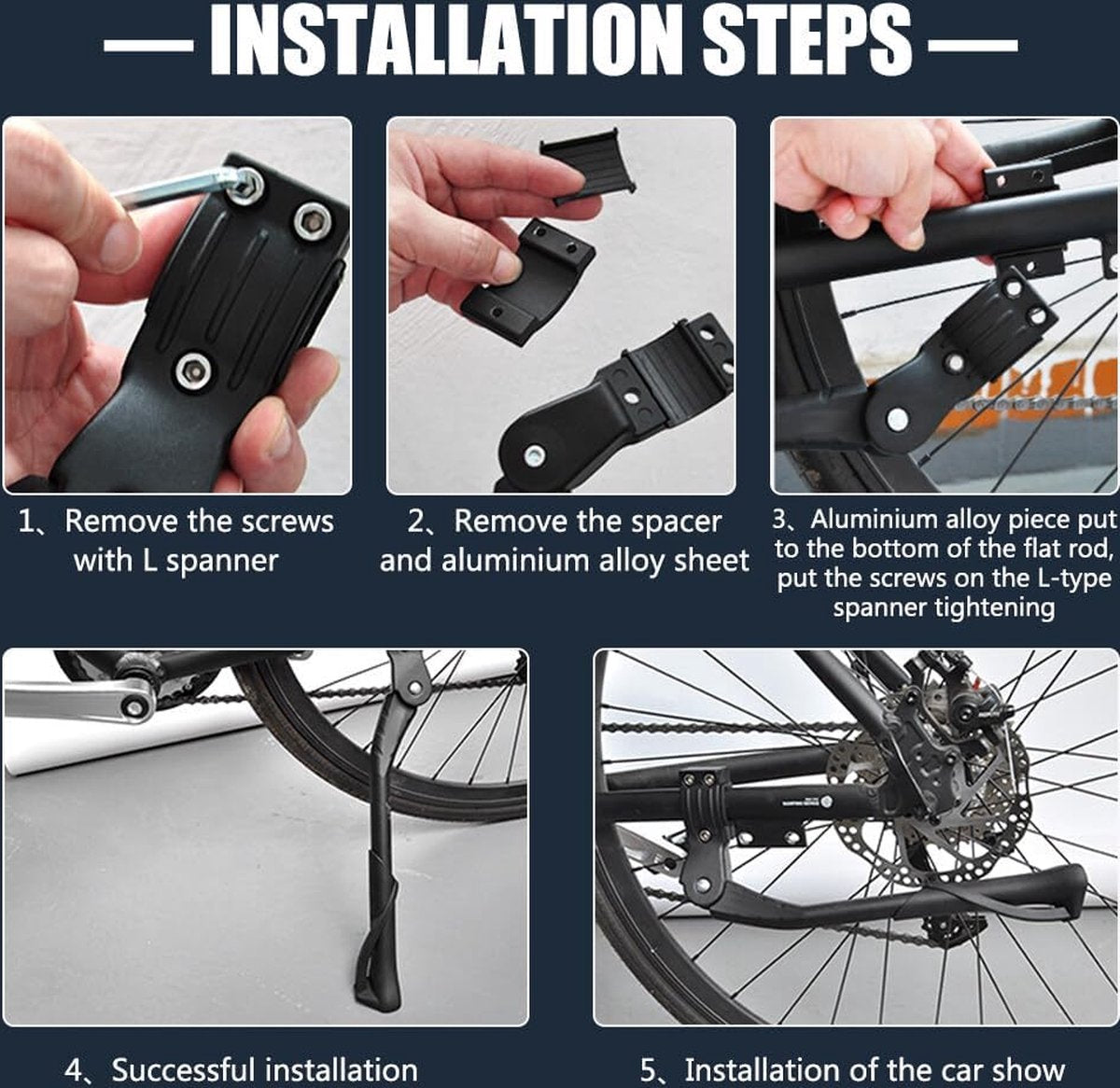 Fietsstandaard, 24-29 inch, in hoogte verstelbaar, fietsstandaard, zijstandaard, maximale belasting 40 kg, antislip fietsstandaard voor e-bike, Mon, trekkingfiets