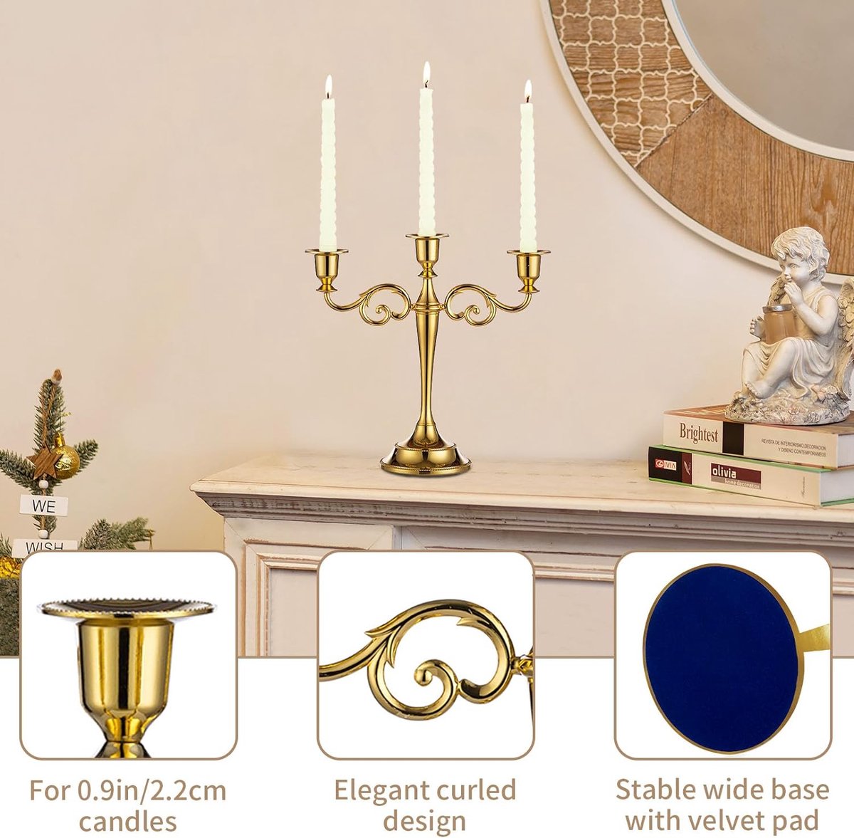 Aluminium kandelaar eettafel diner bij kaarslicht hotel decoratie huisdecoratie, tafeldecoratie, goud