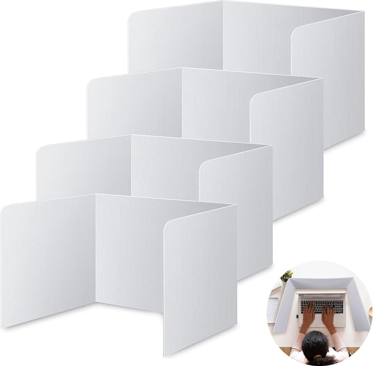 4 stuks scheidingswanden voor bureau, opvouwbare bureauscheidingswand, inkijkbescherming, bureaupaneel, opvouwbare multifunctionele scheidingswand, U-vormige splitsing, sterk en voor school,