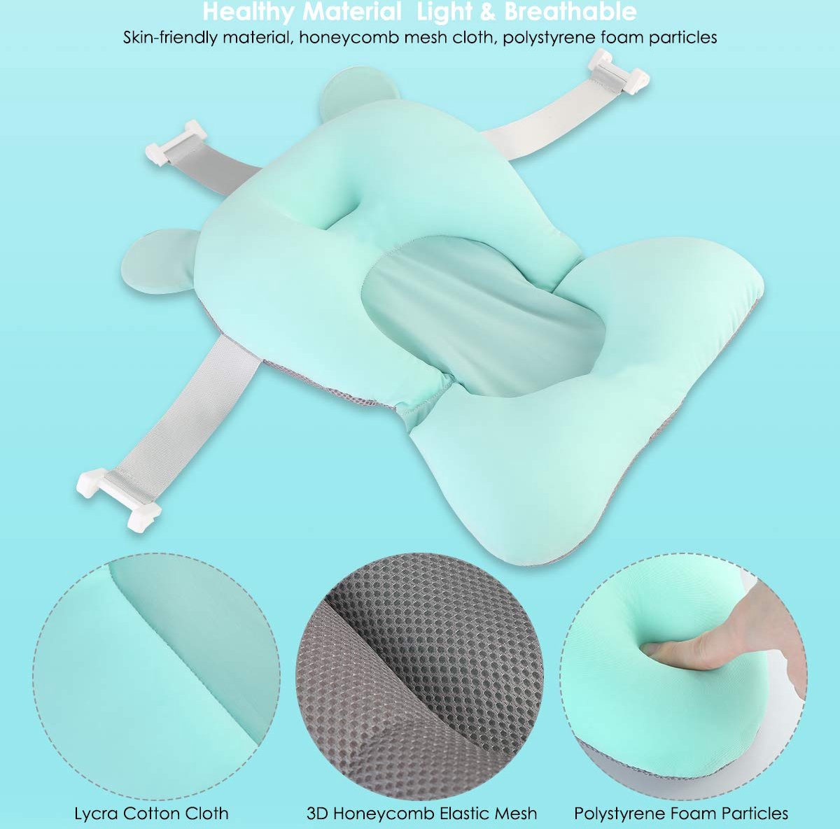 Badzitje Pad Babybadkussen Pad Badzitje Ondersteuning Net Drijvend Antislip Babybadkussen & Ligstoel Badbed voor 0-12 maanden