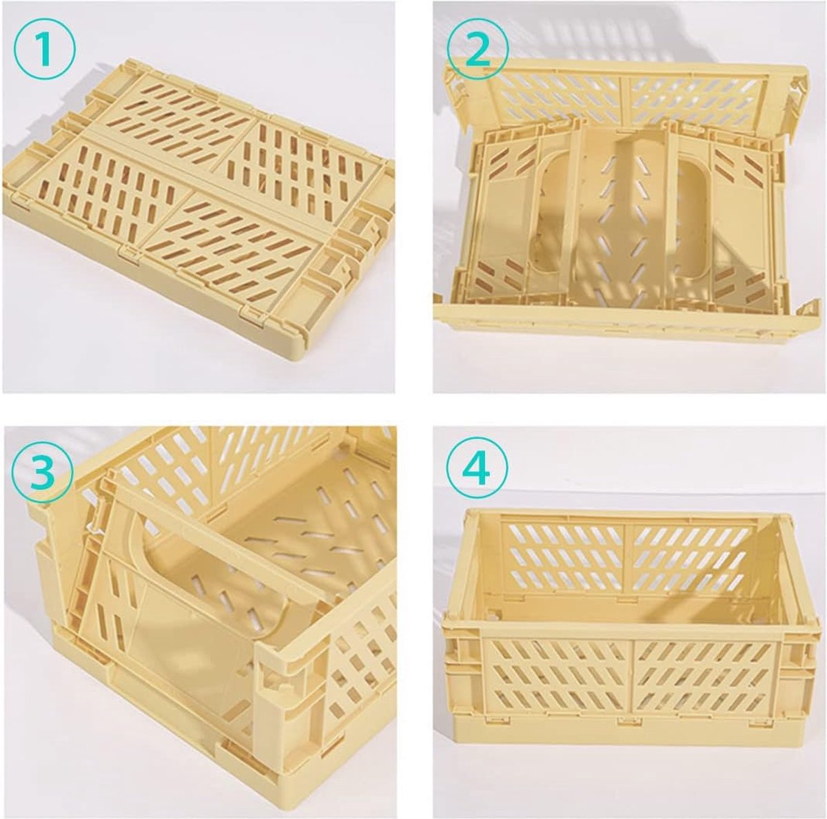 2 stuks klapkisten, opbergmand, kunststof manden, klapmand, plastic, stabiel, mini-manden, kunststof vouwdoos, klapmand voor keuken, slaapkamer, kantoor