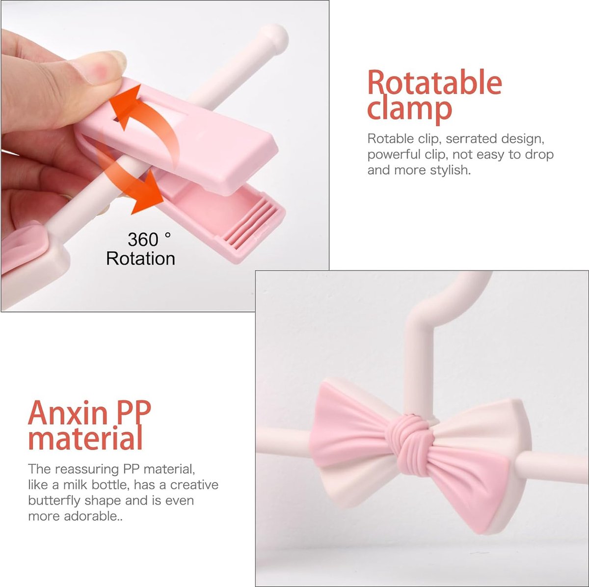 10 stuks kledinghangers voor broeken, broekhangers met verstelbare clips, kinderkledingrek, hanger met verstelbare clips, hangers met antislipclips voor broeken, rokken (A)