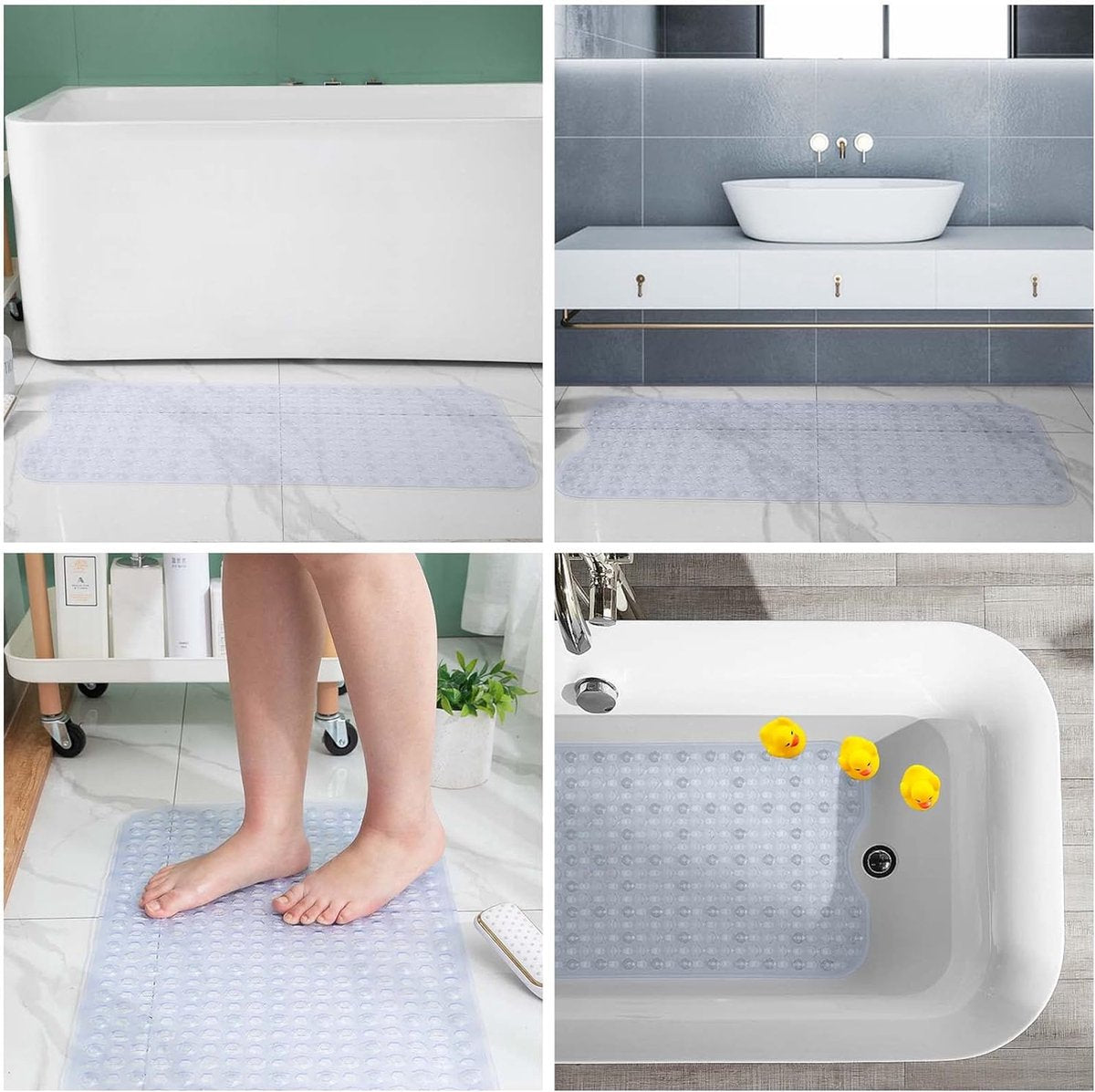 100 x 40 cm badmat antislip douchemat badmat antislip badmat machinewasbaar (transparant)