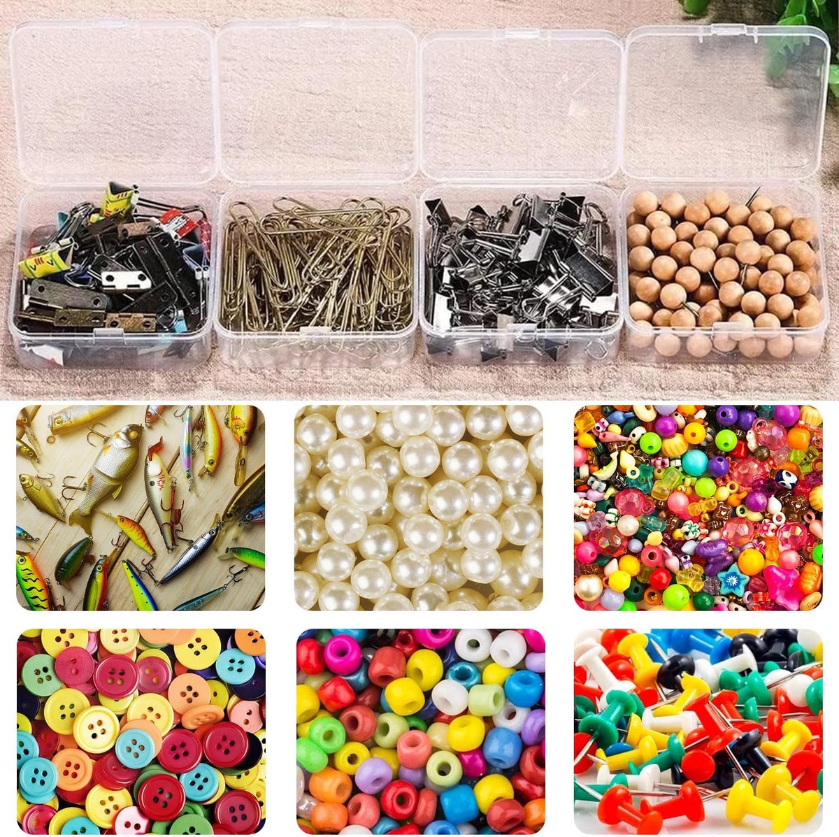 30 stuks opbergdozen met deksel klein, 5,5 x 5,5 x 2 cm rechthoekige lege mini-opbergdoos, kleine doorzichtige plastic kralen opbergdoos voor knutselaccessoires