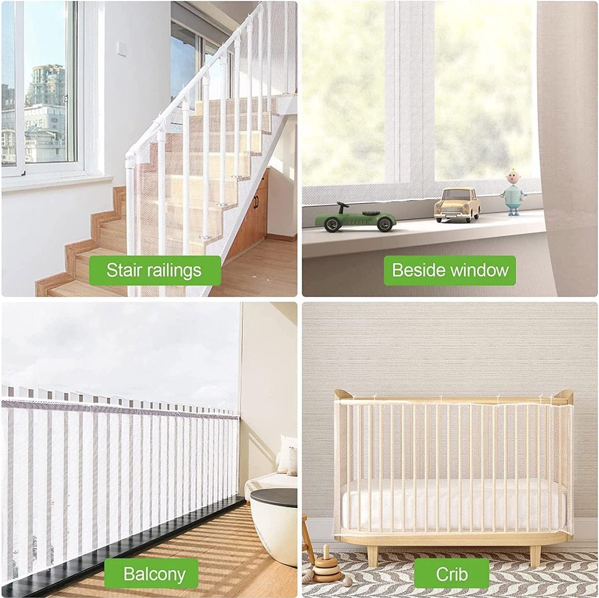 2 meter trapbeschermingsnet, veiligheidsnet voor kinderen, trapbeschermingsnet voor kinderen, trapleuning, hek, mesh, veiligheidsnet, baby-balkonnet, trappennet