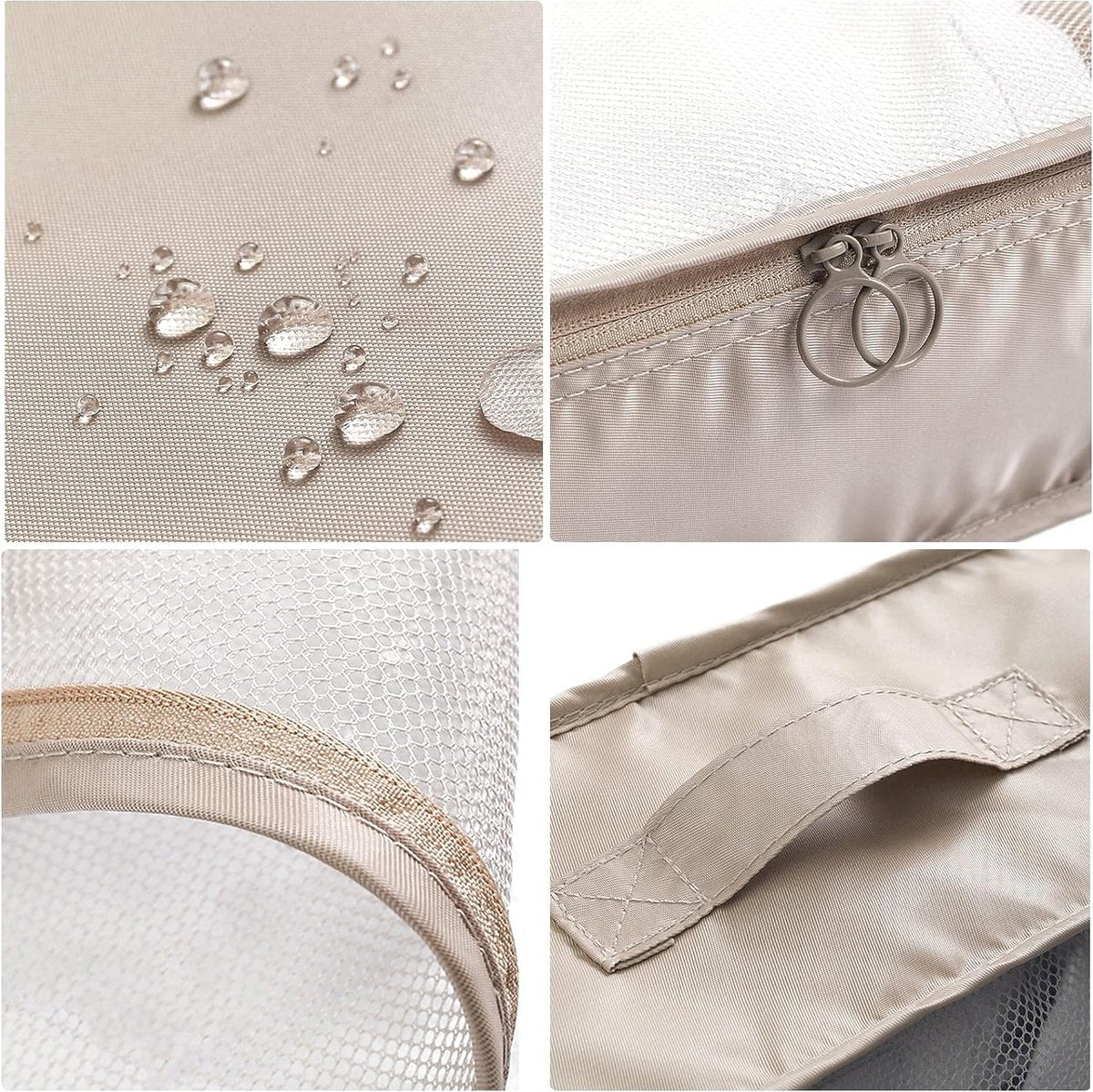 8-delige kledingtassenset, verpakkingsblokjes, compressieverpakkingszakken voor rugzak en koffer, bagage-organizer, kofferorganisator, reiskledingzakken voor kleding, schoenen, ondergoed, cosmetica, kaki