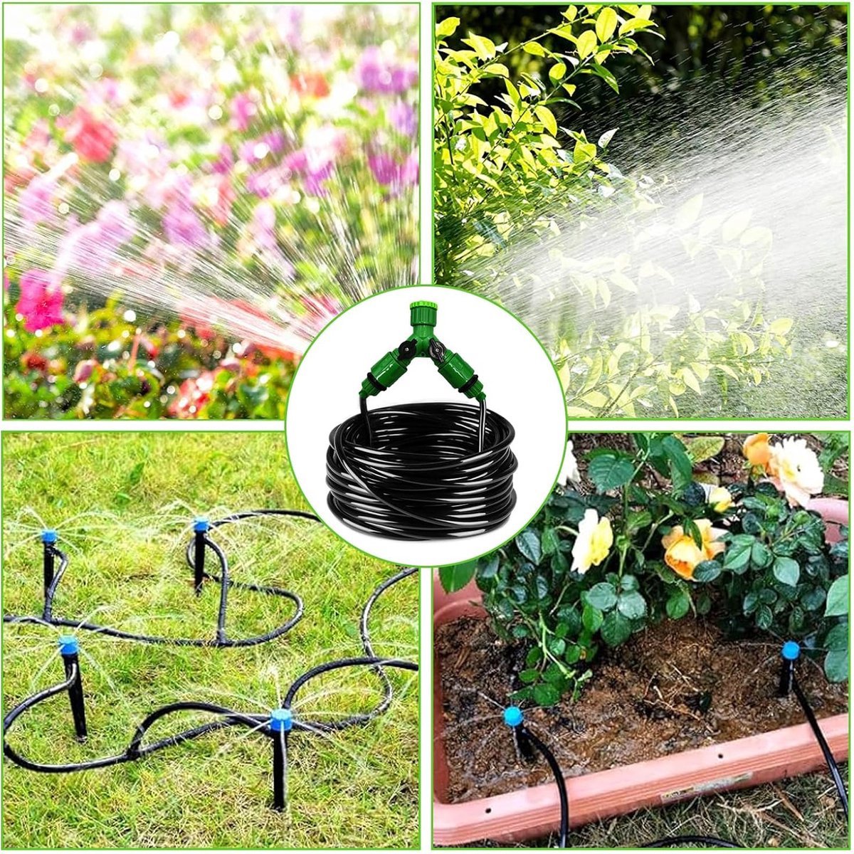 Irrigatiesysteem voor in de tuin, automatisch bewateringssysteem, 30 m, irrigatieset, micro-irrigatieset, doe-het-zelf tuinirrigatie voor planten, tuin, broeikas, bloemen, voor landschap