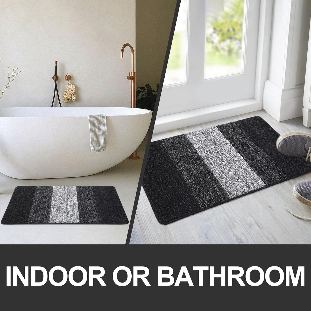 Indoor Dirt Trapper Mat, Antislip Deurmat, Machinewasbaar, Robuuste Deurmat, Absorberende Deurmat voor Honden, Ingang, Voordeur (60 x 90 cm, Zwart)