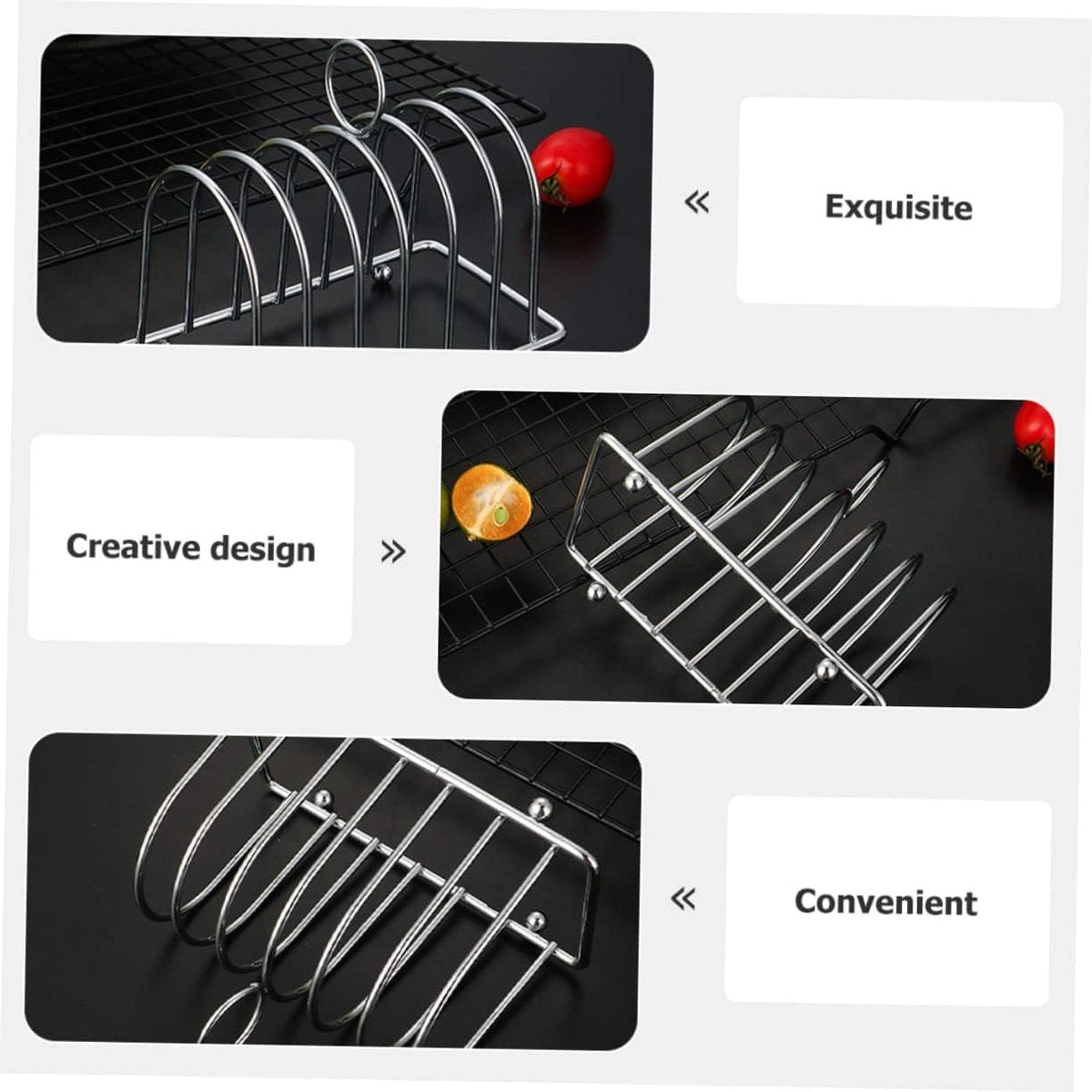 Broodstandaard Huishoudelijk gereedschap Vlechtgereedschap Roestvrijstalen luchtfriteuse Toaststandaard Roestvrijstalen metalen broodstandaard Heteluchtfriteusestandaard Tafeltoasthouder voor