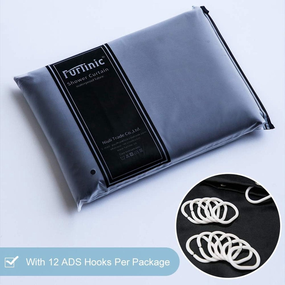 Douchegordijn, extra lang badgordijn, schimmelwerend, textiel voor bad en douche, antibacterieel, wasbaar, zwart, extra groot, 200 x 200 cm