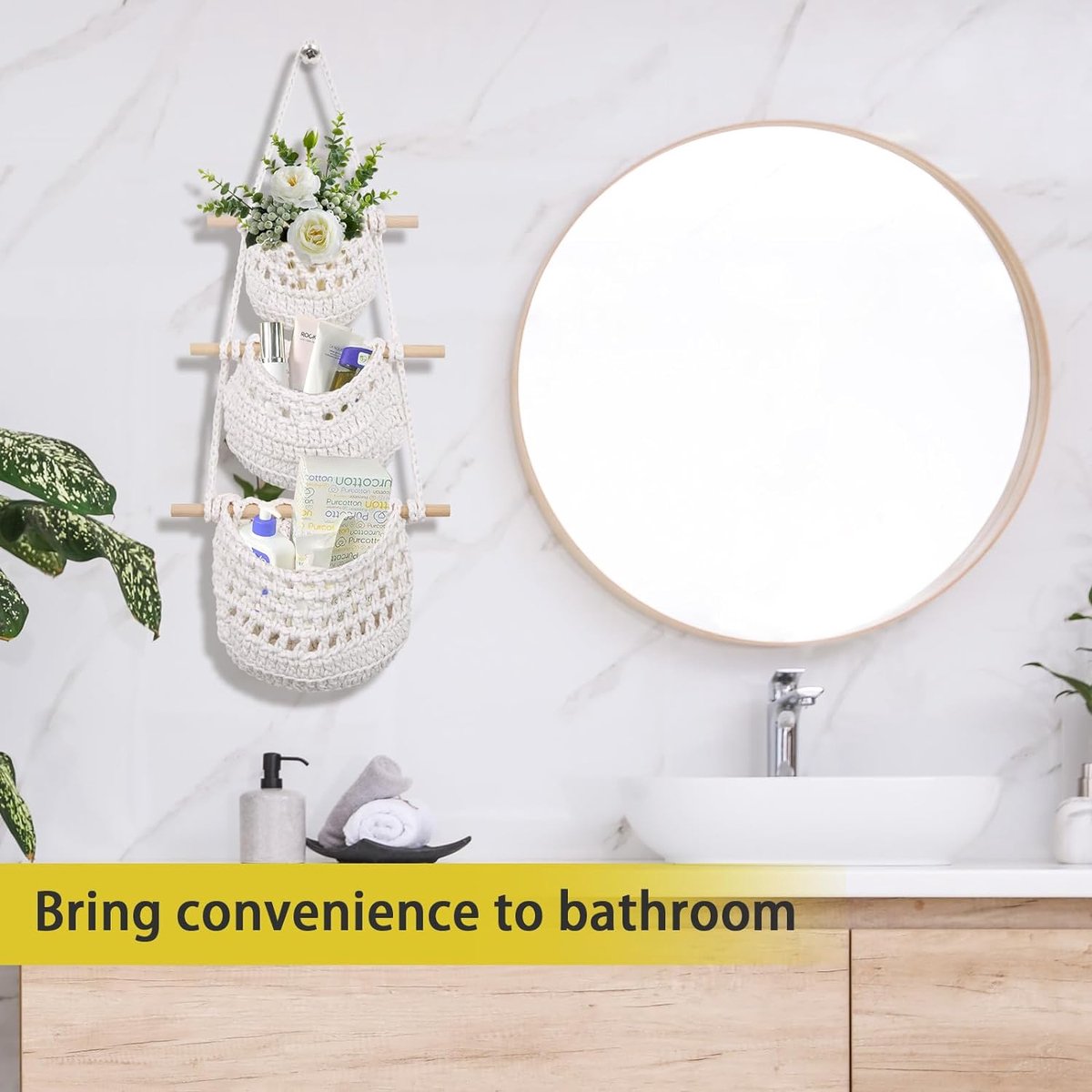 Hangorganizer, 3 vakken afneembare hangopslag, wandorganizer, opbergtas, deurorganizer voor slaapkamer, badkamer, keuken, woonkamer, kantoor, tuin