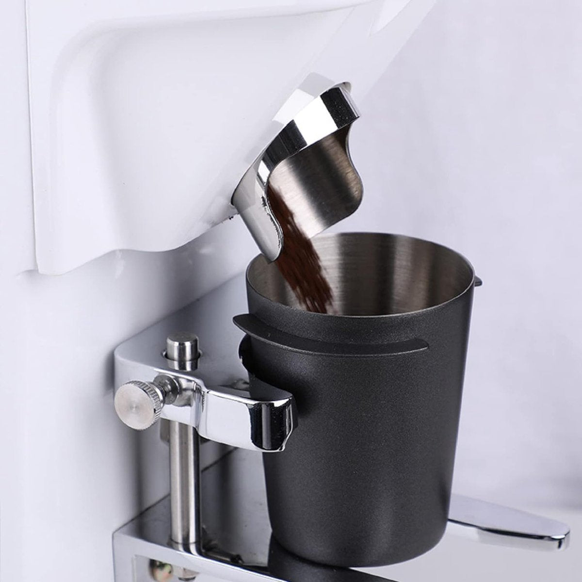 Espresso doseerbekergreep, 58 mm roestvrij staal, koffiemok, zeefdrager, poedertoevoerdeel, espressomachine, koffie, tamper, doe-het-zelfaccessoires, koffiemachine, onderdeel keuken, zwart