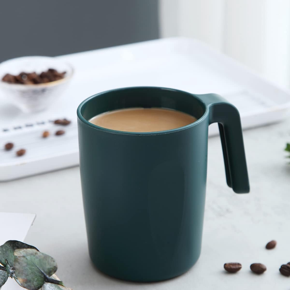 Beker met handvat 8, koffiekopjes 450 ml, onbreekbare drinkbekers voor kinderen en volwassenen, herbruikbare bekers voor water, melk, thee, koffie, voor thuis, kamperen, picknicken, reizen