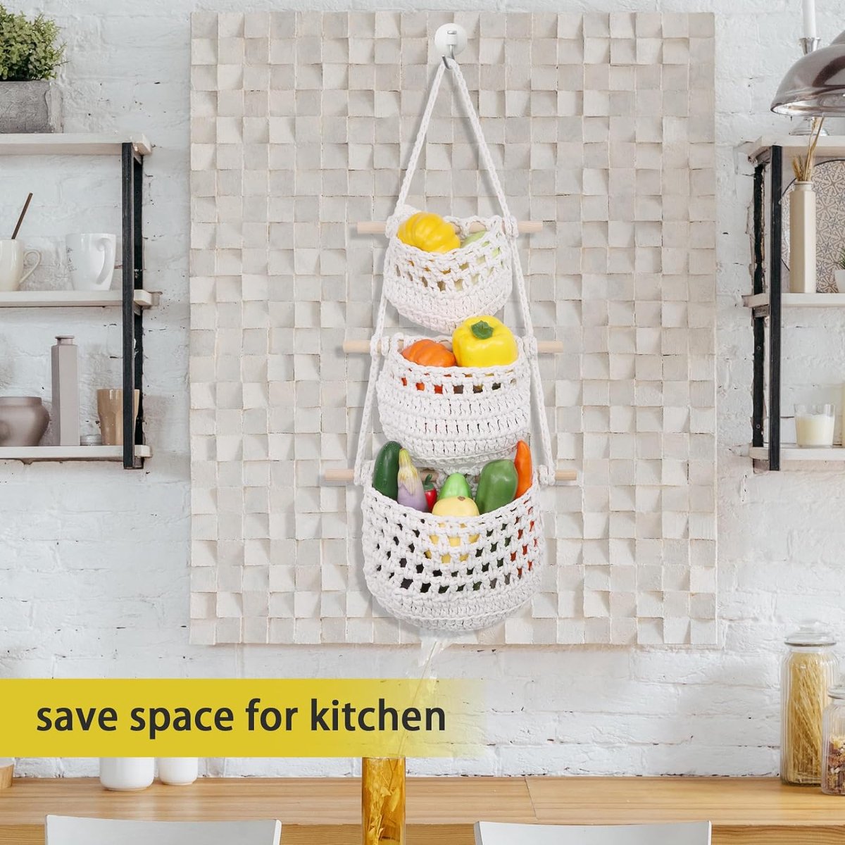 Hangorganizer, 3 vakken afneembare hangopslag, wandorganizer, opbergtas, deurorganizer voor slaapkamer, badkamer, keuken, woonkamer, kantoor, tuin