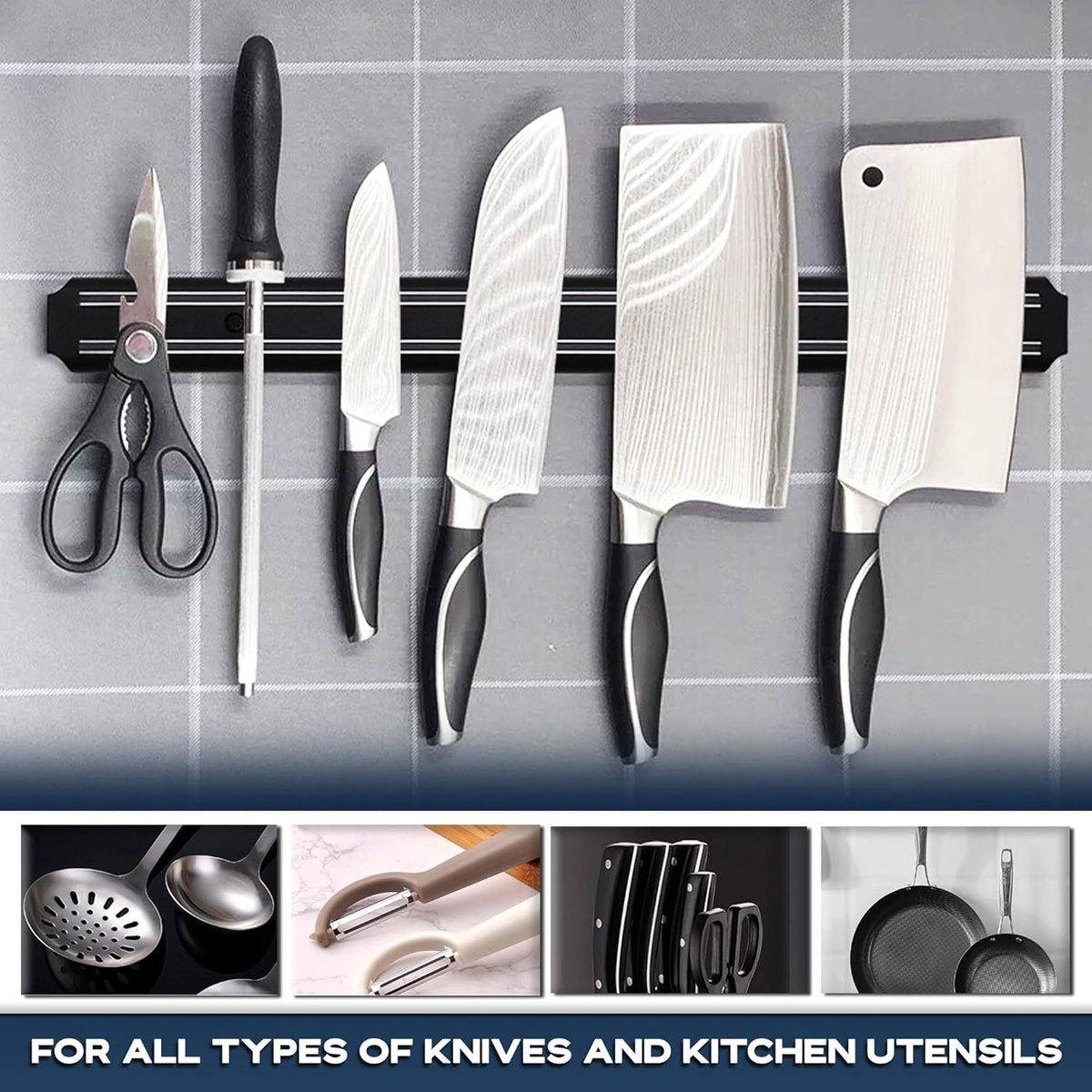 Magneetstrip meswand 2 stuks 33 cm meshouder magneetmes magneetstrip messenstrip magneetmes magneetrail magnetische meshouder