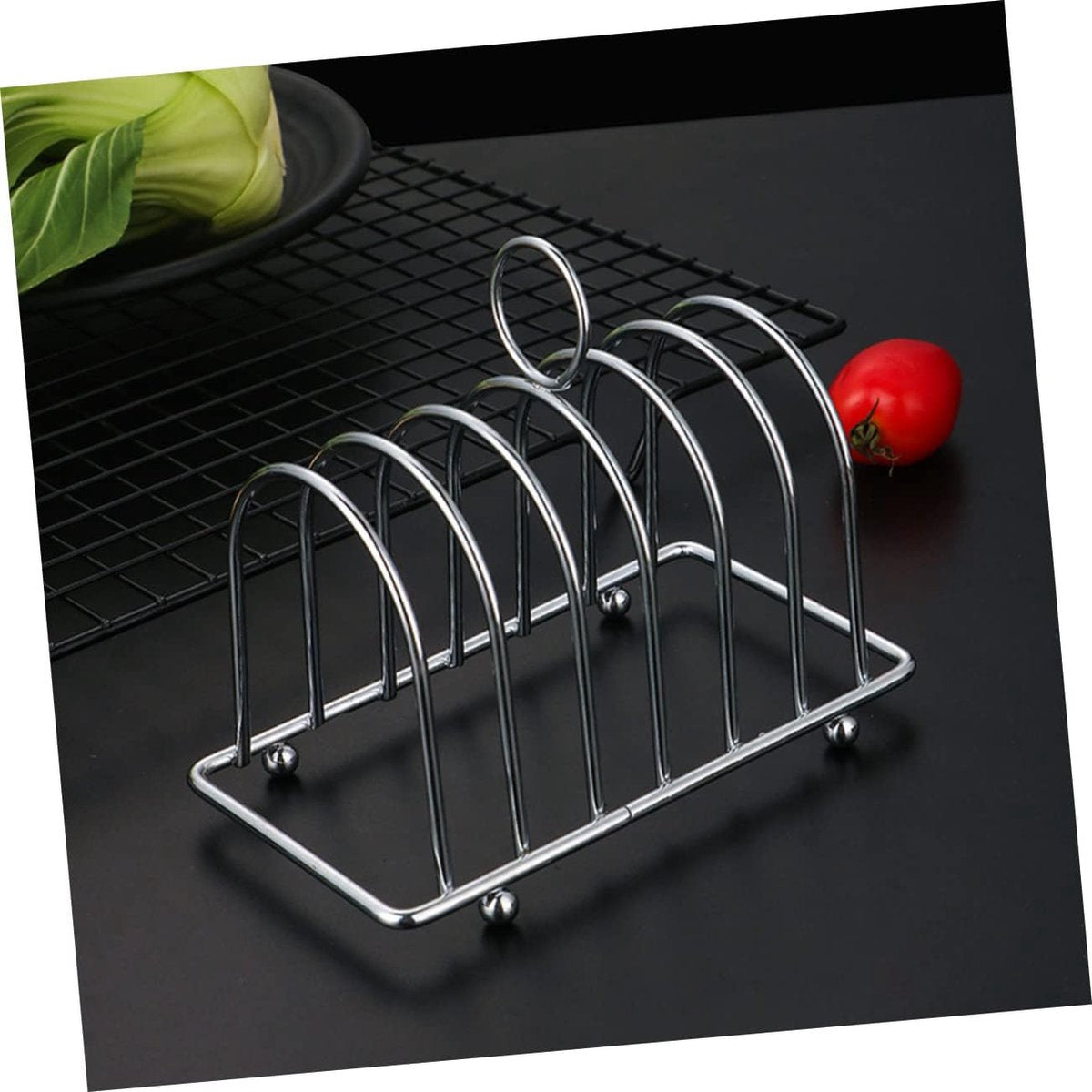 Broodstandaard Huishoudelijk gereedschap Vlechtgereedschap Roestvrijstalen luchtfriteuse Toaststandaard Roestvrijstalen metalen broodstandaard Heteluchtfriteusestandaard Tafeltoasthouder voor