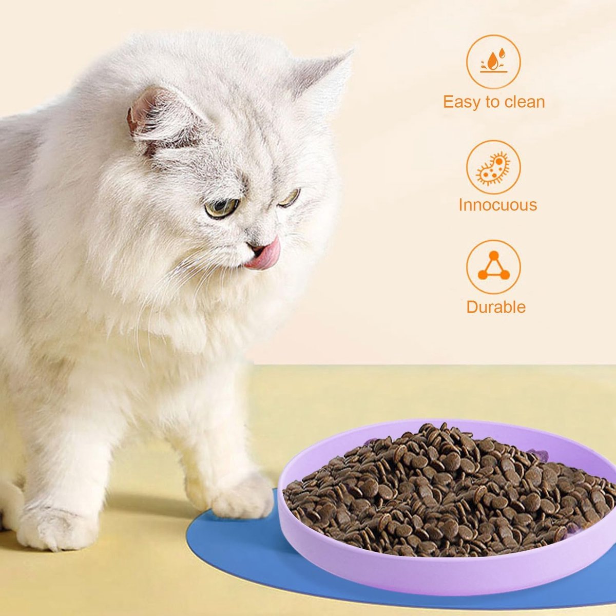 2 stuks platte kattenbakken, diameter 18 cm, kattenvoerbak, kattenbak, siliconen voerbak voor droogvoer en natvoer