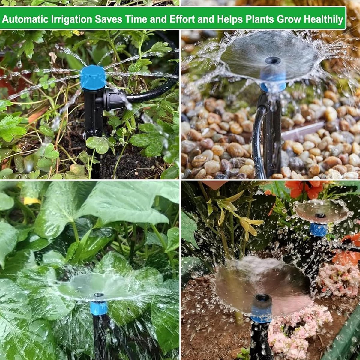 Irrigatiesysteem voor in de tuin, automatisch bewateringssysteem, 30 m, irrigatieset, micro-irrigatieset, doe-het-zelf tuinirrigatie voor planten, tuin, broeikas, bloemen, voor landschap