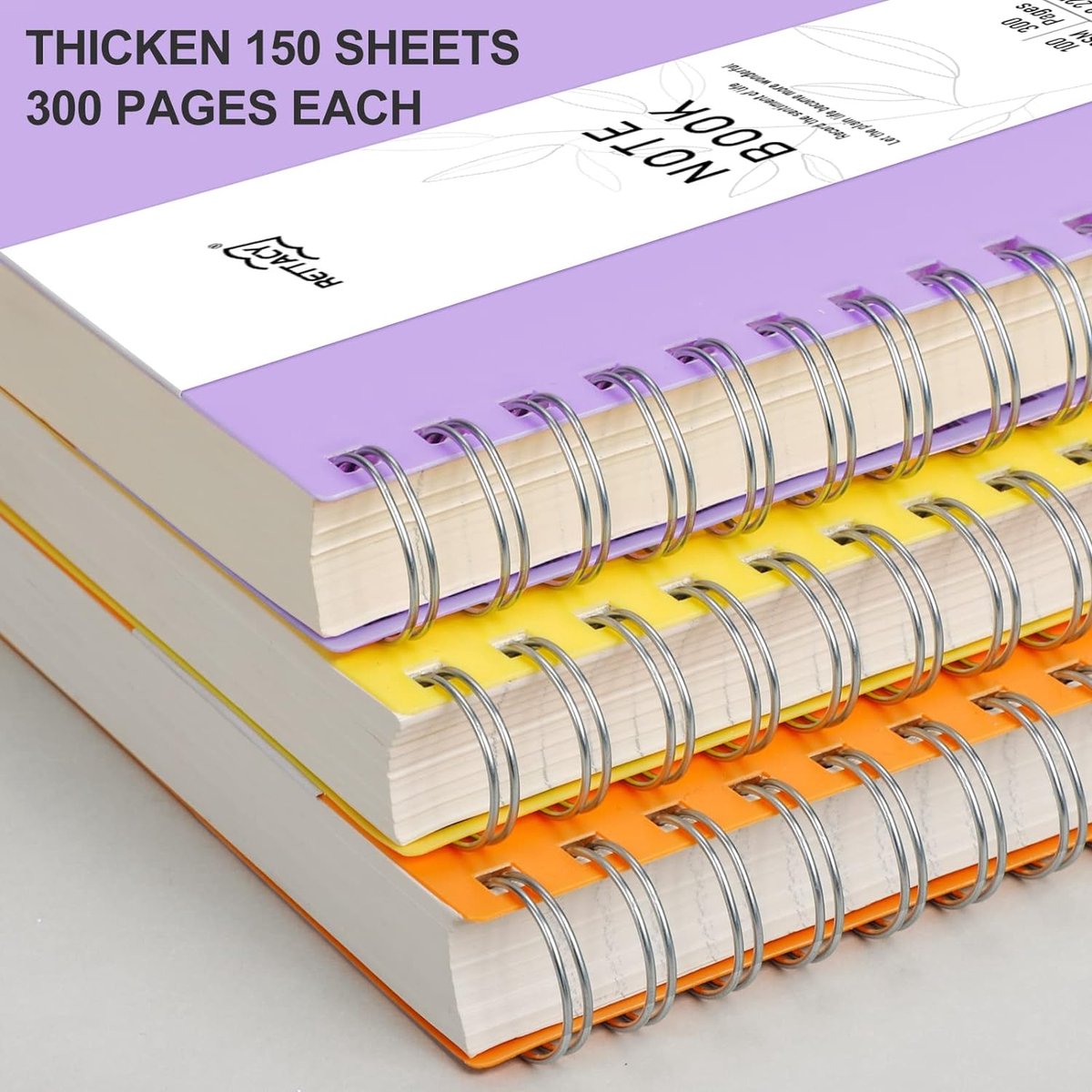 A5 notitieblok, notitieboek, spiraalgebonden notitieboeken, 300 vellen/150 pagina's om te schrijven, 100 g/m² college-gelinieerd papier, pvc-hardcover, 14,5 x 21 cm, lila