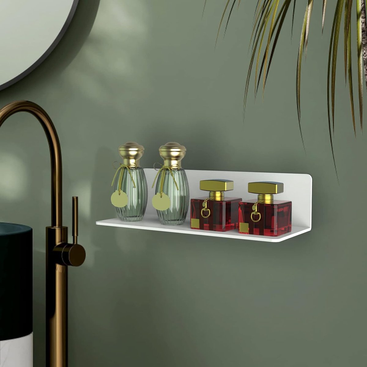 2 stuks wandrek, wit acryl, 23 x 9,5 cm, zwevende wandplanken, zwevend rek, zonder boren, met 4 kabelclips, displayplank muur, mini-rek voor kantoor, badkamer, keuken, slaapkamer