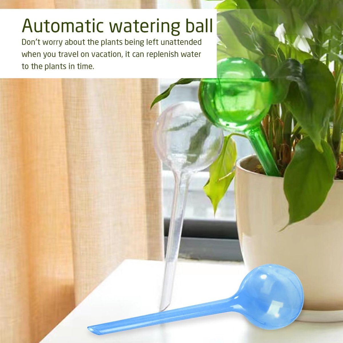 12 stuks bewateringsballen, automatisch bewateringsapparaat, automatisch bewateringssysteem voor planten, hulpmiddel bij het bewateren van bloempotten, voor groenten, potplanten, bloemen (13 x 5 cm)