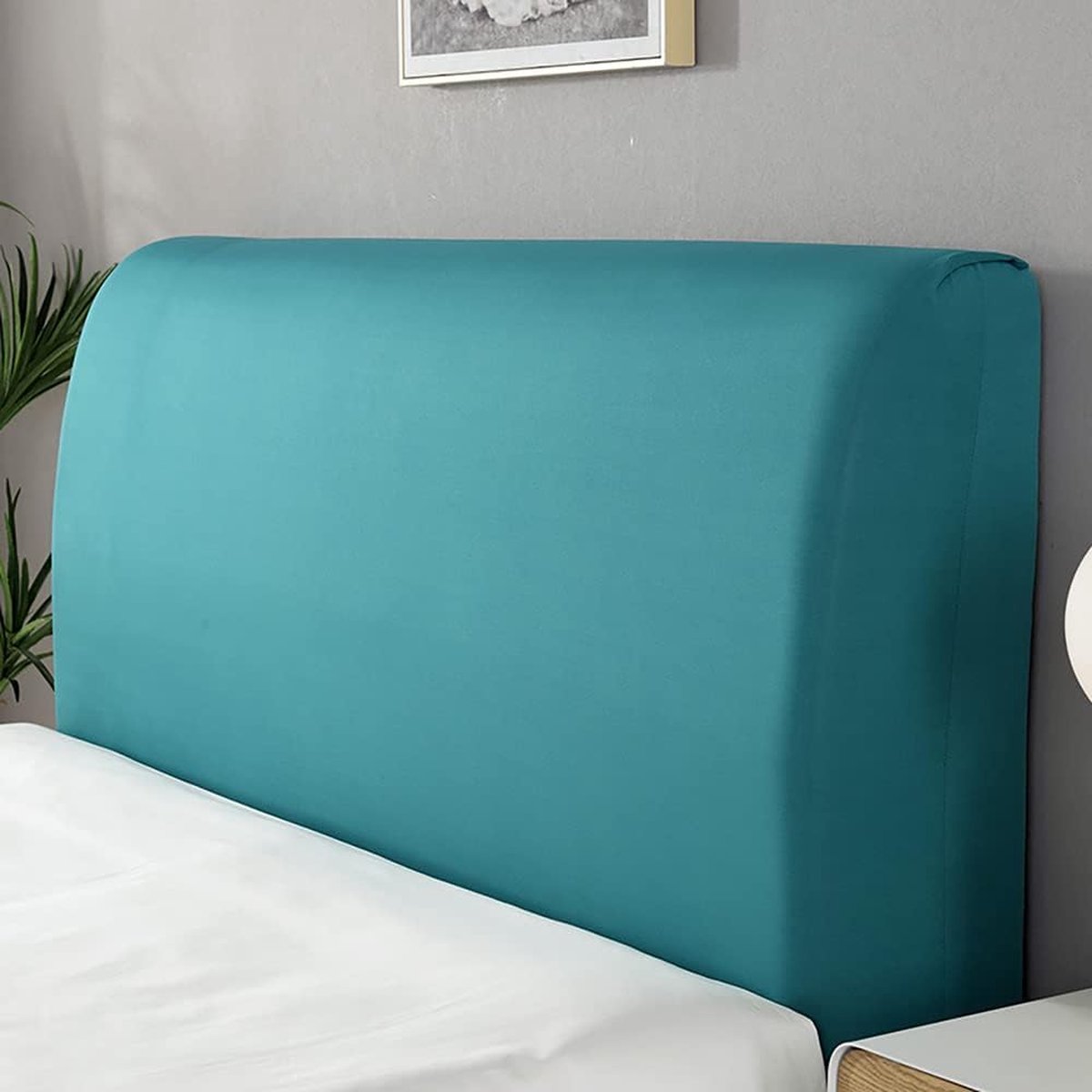Afdekking van het hoofdeinde van het bed, stofdicht, stretch hoofdbordhoes, rugbescherming, all-inclusive slipcover, bedhoofdbordhoes, turquoise, 180 cm, voor (170-190 cm hoofdeinde)